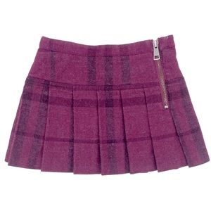 BURBERRY WOOL PLAID  PLEATED SKIRT
